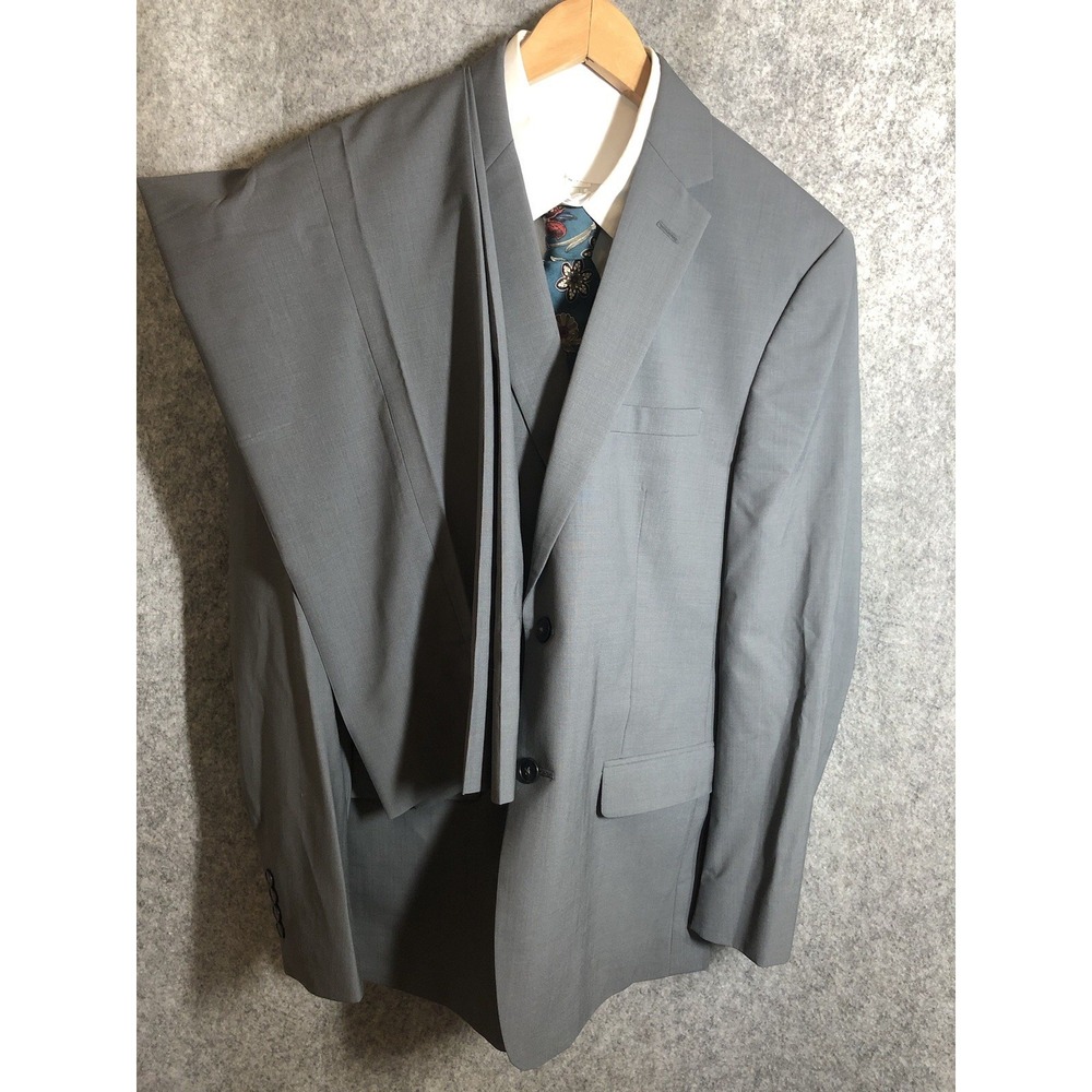 Jos. A. Bank Suit Gray 42R Gray 100% Wool Slim Suit Coat Jacket Trouser 36R New